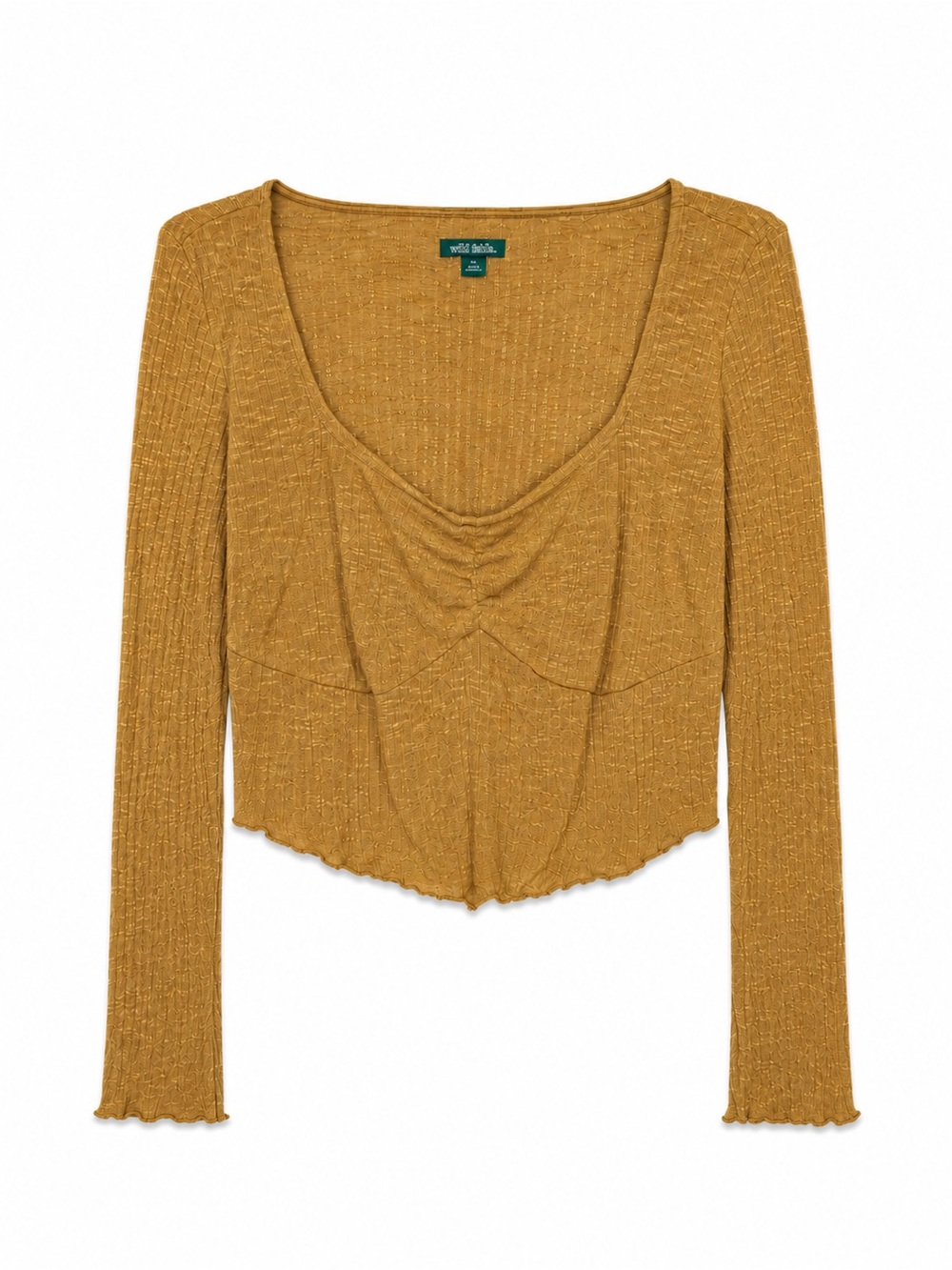 Wild Fable XXL Mustard Gold Cowl Neck Long Sleeve Cropped Top